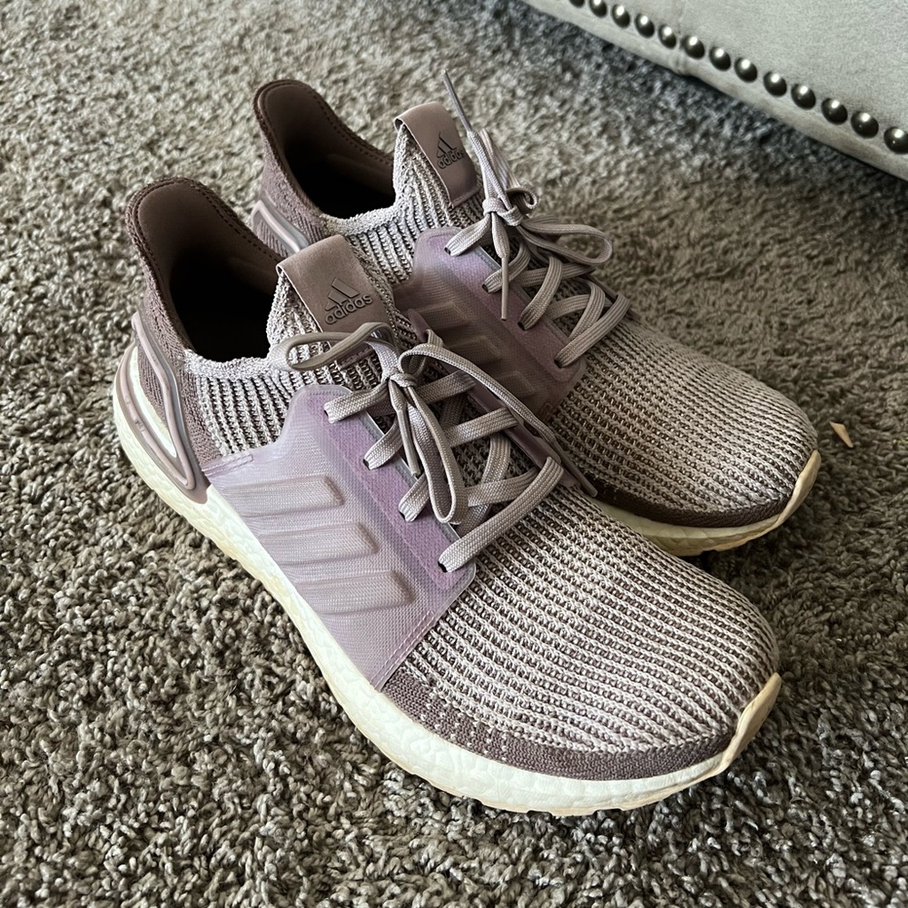 Lavender adidas ultra boost tennis shoes